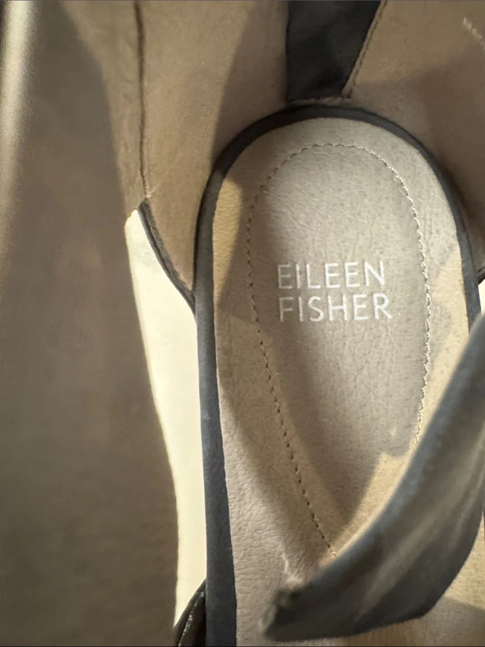 Eileen Fisher Dark Blue Crisscross Platform Sandals Zip Back Sz9